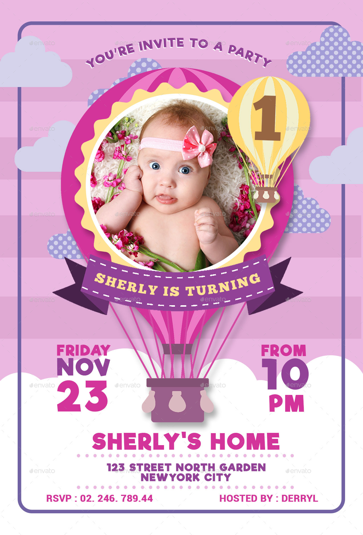 Baby Birthday Invitation by adimasen | GraphicRiver